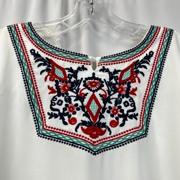 Shein Womens Multicolor Floral Embroidered Short Sleeve Blouse Top Size Medium - Picture 3 of 8